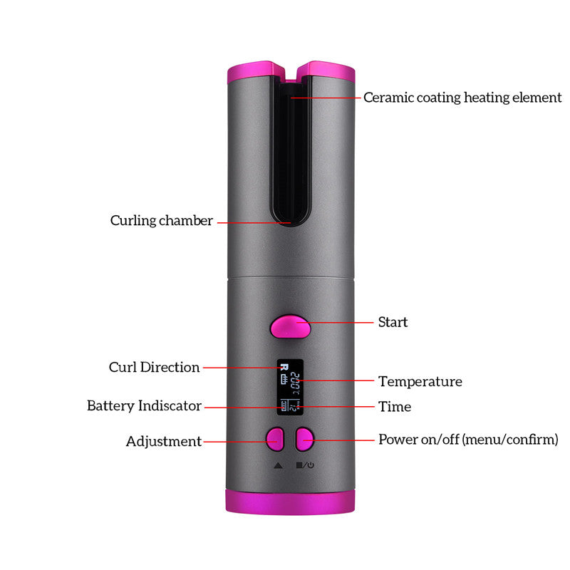 Cordless Automatic Hair Curler with LCD Display by HitMyNeed