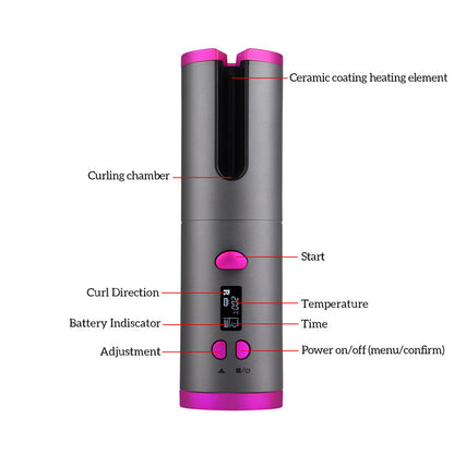 Cordless Automatic Hair Curler with LCD Display by HitMyNeed