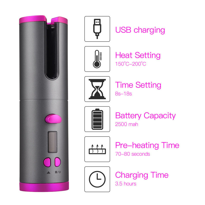 Cordless Automatic Hair Curler with LCD Display by HitMyNeed