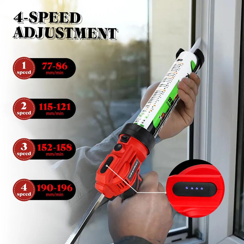 Cordless Caulking Gun 4-Speed with LED Light 18-20V by HitMyNeed