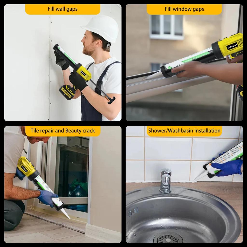 Cordless Caulking Gun 4-Speed with LED Light 18-20V by HitMyNeed