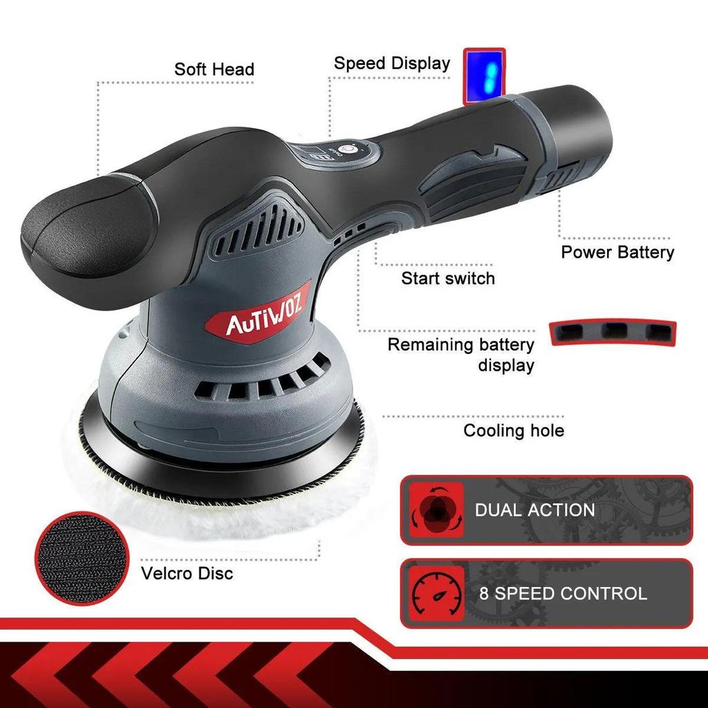 Cordless Dual Action Car Polisher 5" 12V Brushless by HitMyNeed