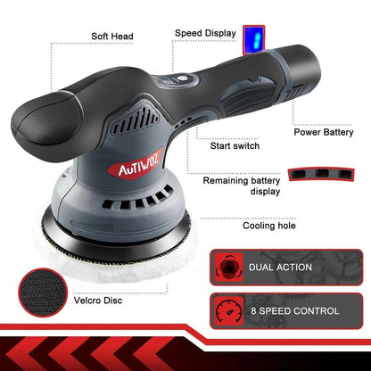 Cordless Dual Action Car Polisher 5" 12V Brushless by HitMyNeed