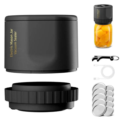 Cordless Electric Mason Jar Vacuum Sealer Kit black by HitMyNeed