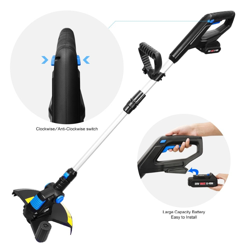 Cordless Lawn Trimmer with Adjustable Head 12" by HitMyNeed
