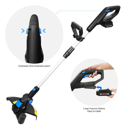 Cordless Lawn Trimmer with Adjustable Head 12" by HitMyNeed