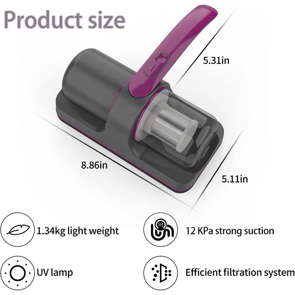 Cordless Mattress Vacuum with UV-C & 12kPa Suction by HitMyNeed