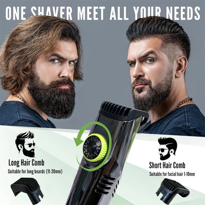 Cordless Men's Beard Trimmer with Vacuum & 20 Lengths by HitMyNeed