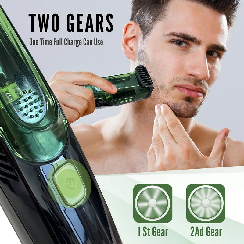 Cordless Men's Beard Trimmer with Vacuum & 20 Lengths by HitMyNeed