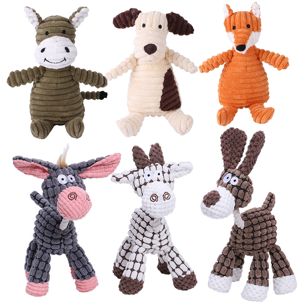 Corduroy Squeaky Plush Dog Toy - Animal Shapes by HitMyNeed