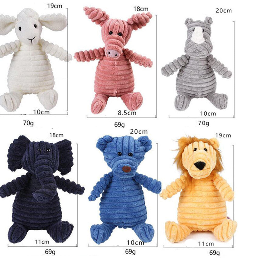 Corduroy Squeaky Plush Dog Toy - Animal Shapes by HitMyNeed