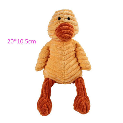 Corduroy Squeaky Plush Dog Toy - Animal Shapes duck by HitMyNeed