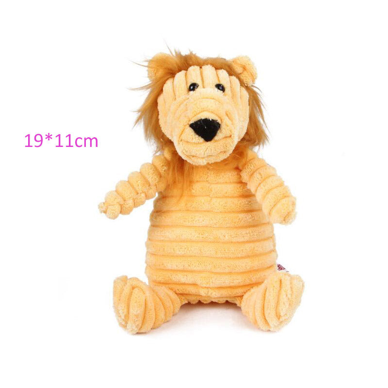 Corduroy Squeaky Plush Dog Toy - Animal Shapes lion by HitMyNeed
