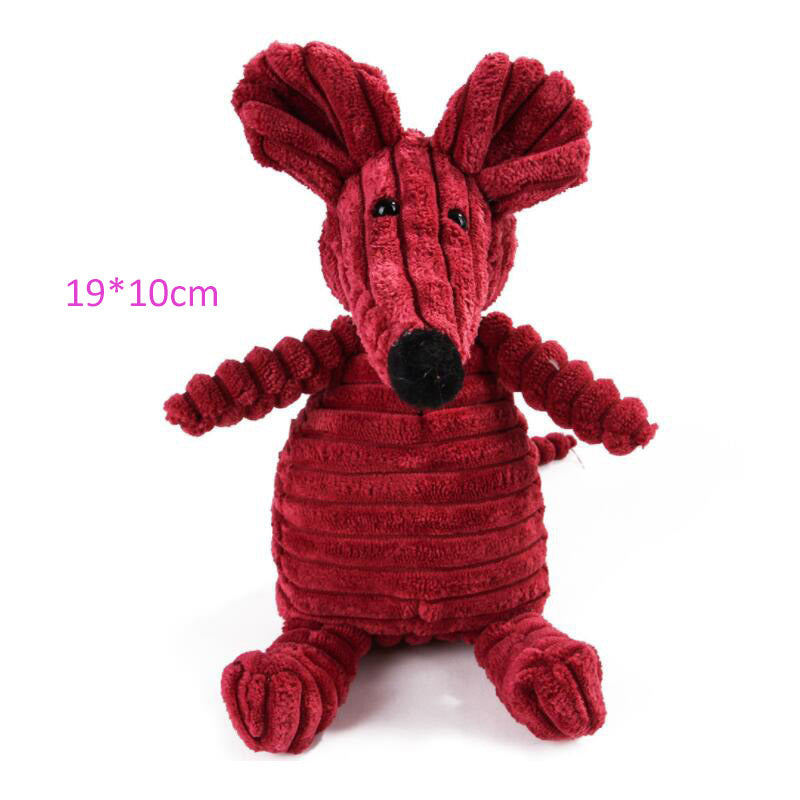 Corduroy Squeaky Plush Dog Toy - Animal Shapes mouse by HitMyNeed