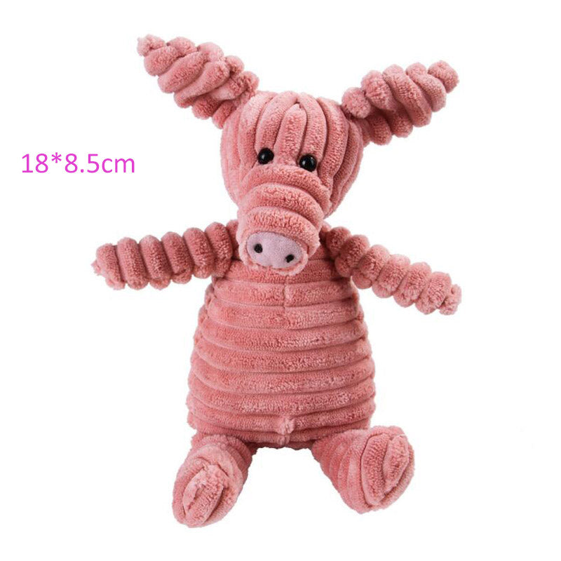 Corduroy Squeaky Plush Dog Toy - Animal Shapes pink-pig by HitMyNeed