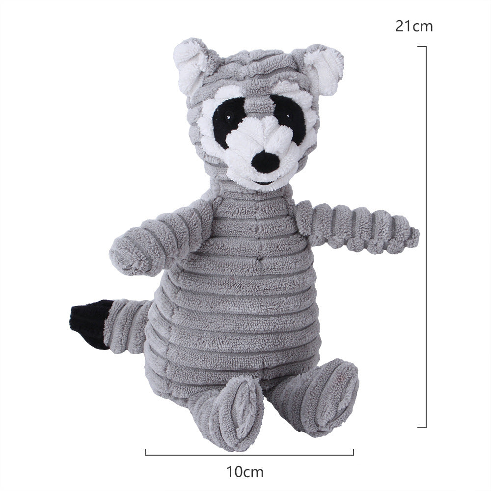 Corduroy Squeaky Plush Dog Toy - Animal Shapes raccoon by HitMyNeed