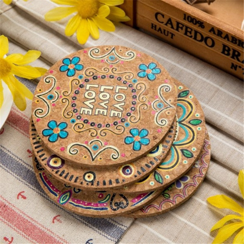 Cork Coasters Drink Mats Set of 4 by HitMyNeed