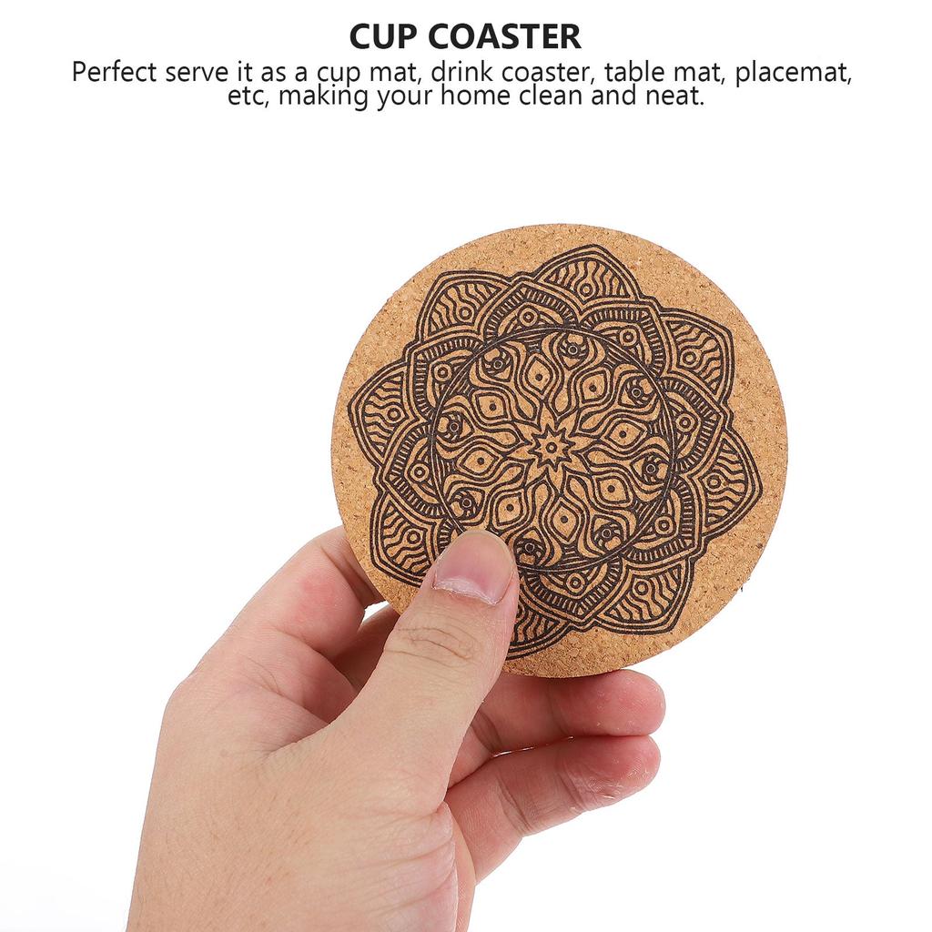 Cork Mandala Coasters with Metal Holder, Set of 12 by HitMyNeed