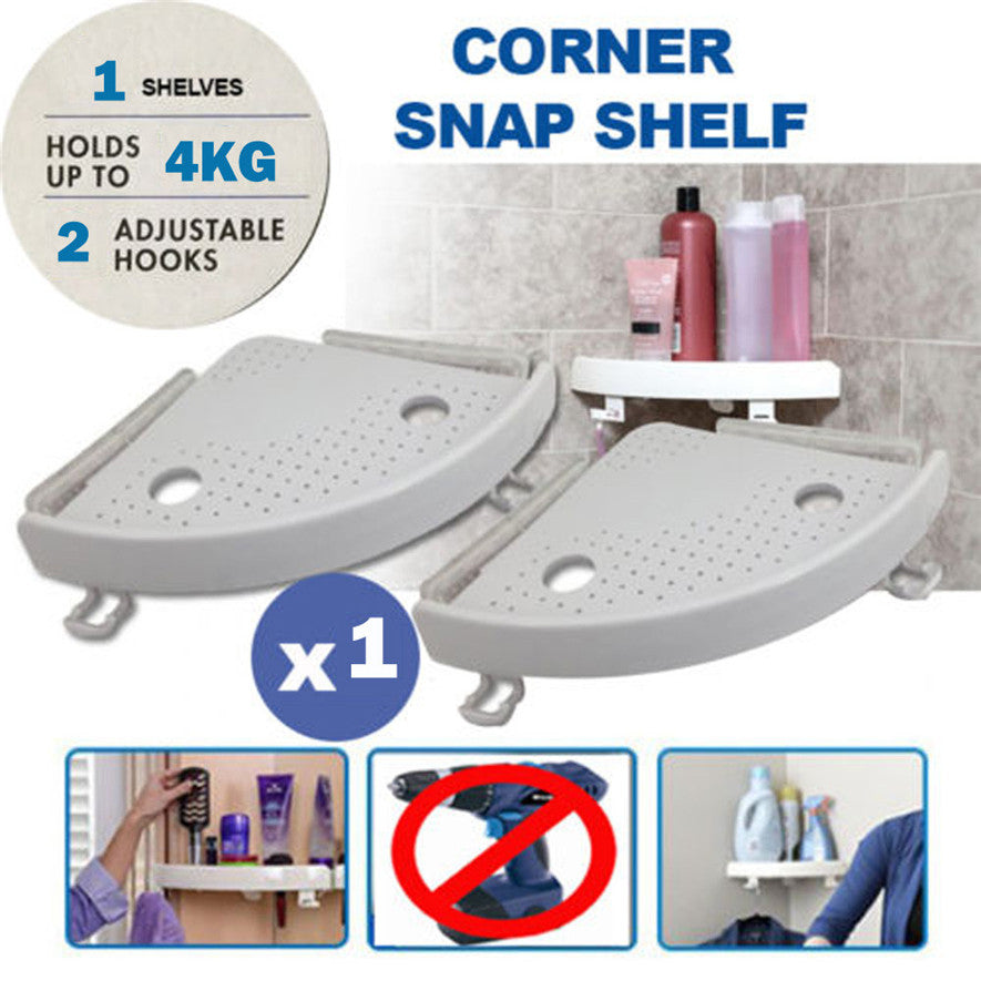 Corner Snap Up Shelf for Bathroom & Kitchen Storage by HitMyNeed