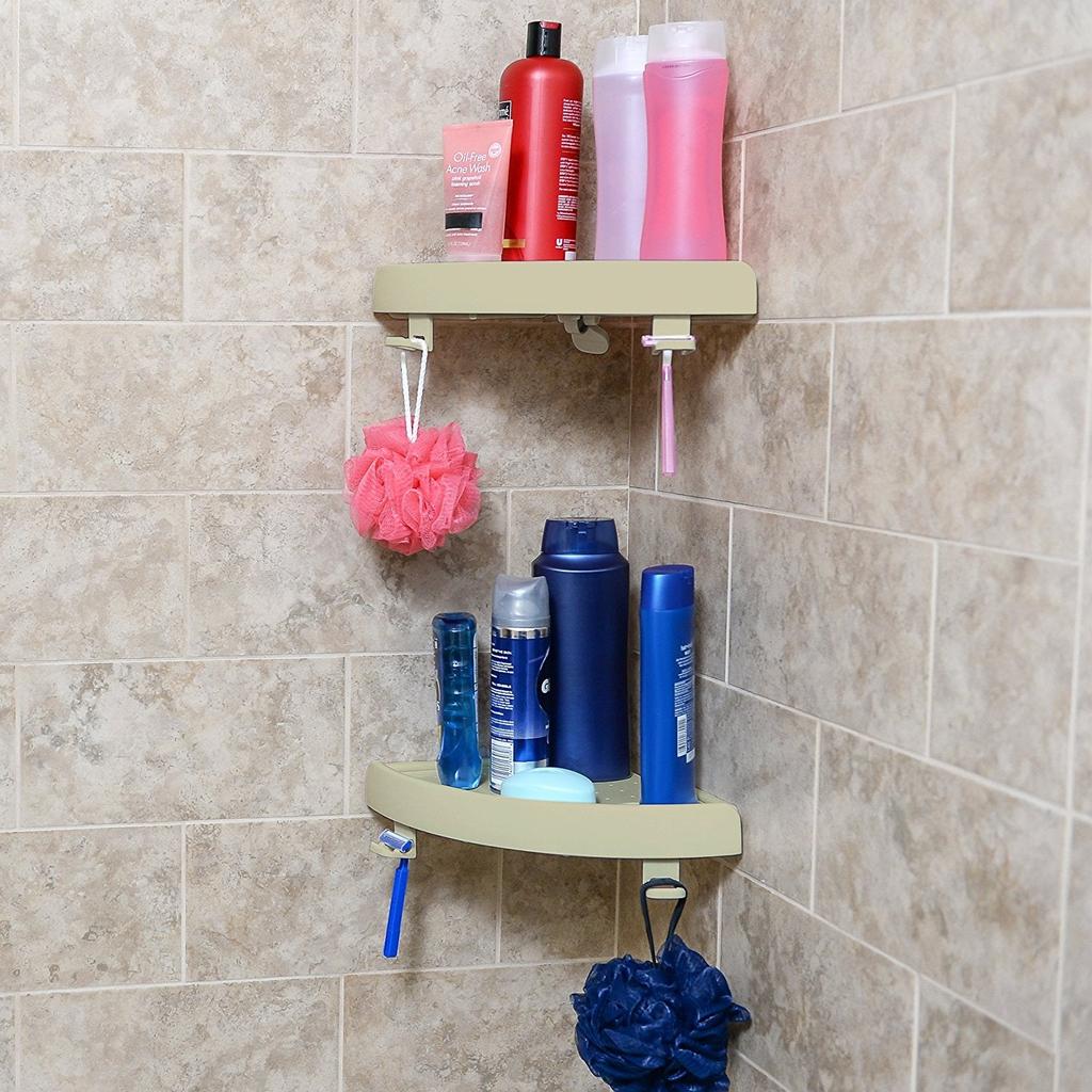 Corner Snap Up Shelf for Bathroom & Kitchen Storage by HitMyNeed