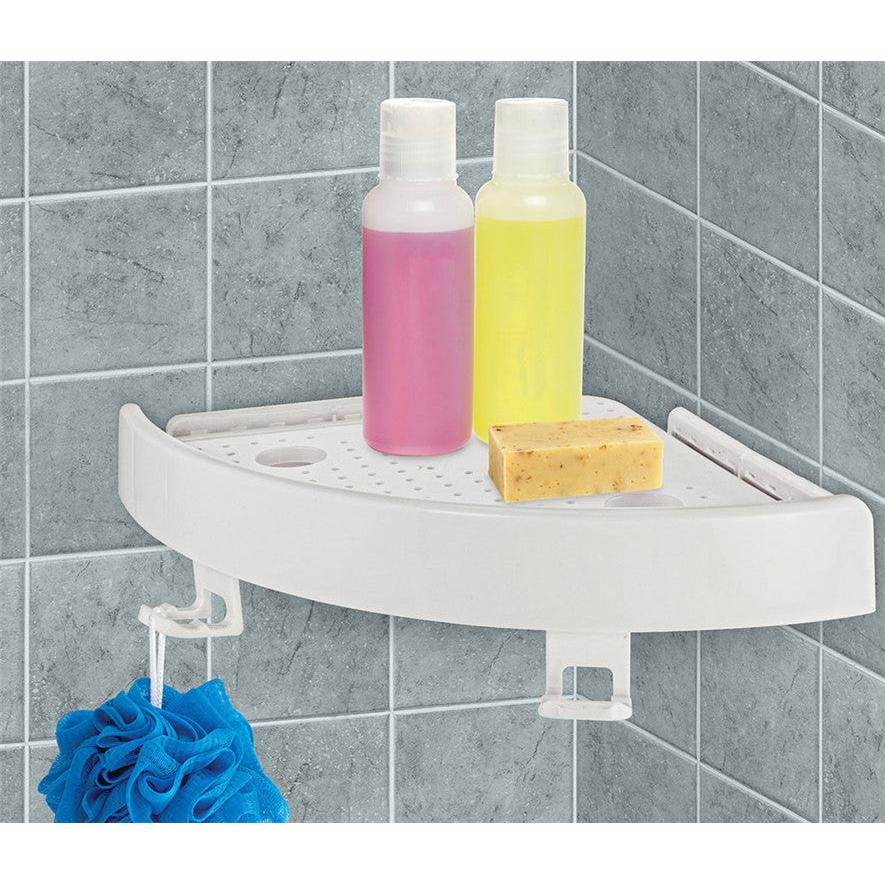 Corner Snap Up Shelf for Bathroom & Kitchen Storage by HitMyNeed