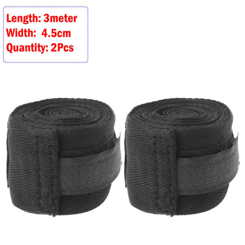 Cotton Boxing Hand Wraps 3m with Thumb Loop black-2pc by HitMyNeed