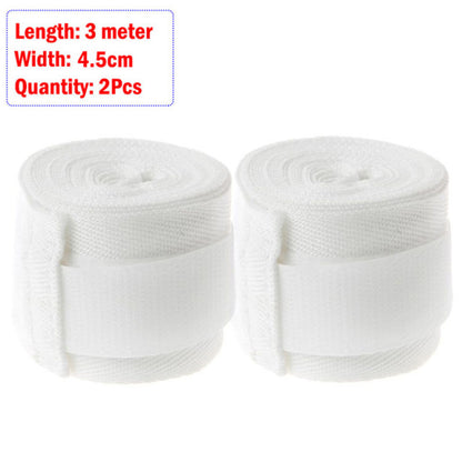 Cotton Boxing Hand Wraps 3m with Thumb Loop white-2pc by HitMyNeed