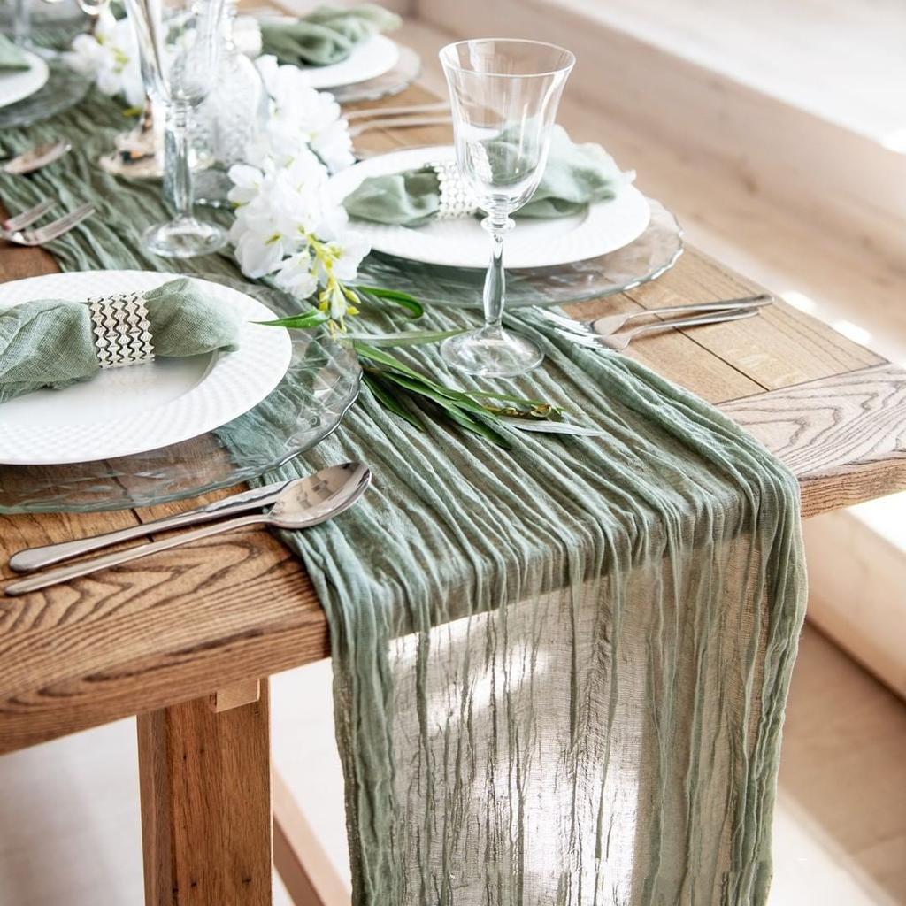 Cotton Cheesecloth Gauze Table Runner by HitMyNeed