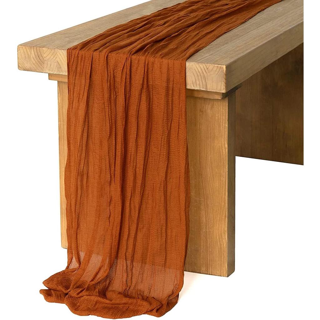Cotton Cheesecloth Gauze Table Runner 90cmx180cm brown by HitMyNeed
