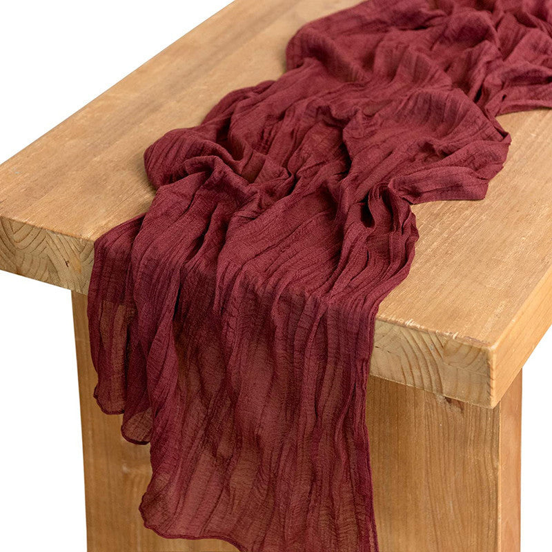 Cotton Cheesecloth Gauze Table Runner 90cmx180cm burgundy by HitMyNeed