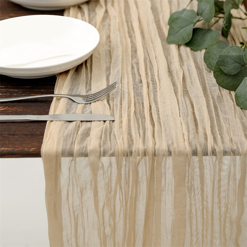 Cotton Cheesecloth Gauze Table Runner 90cmx300cm beige by HitMyNeed