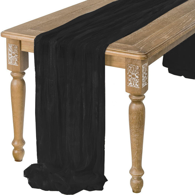 Cotton Cheesecloth Gauze Table Runner 90cmx300cm black by HitMyNeed