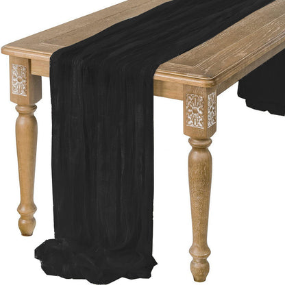 Cotton Cheesecloth Gauze Table Runner 90cmx300cm black by HitMyNeed
