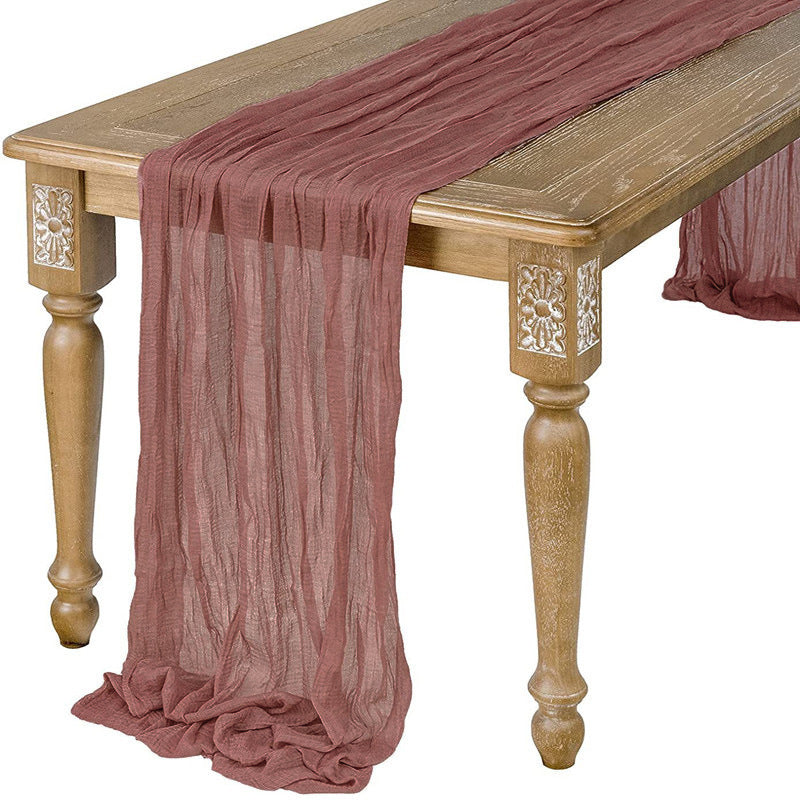 Cotton Cheesecloth Gauze Table Runner 90cmx300cm light-red by HitMyNeed