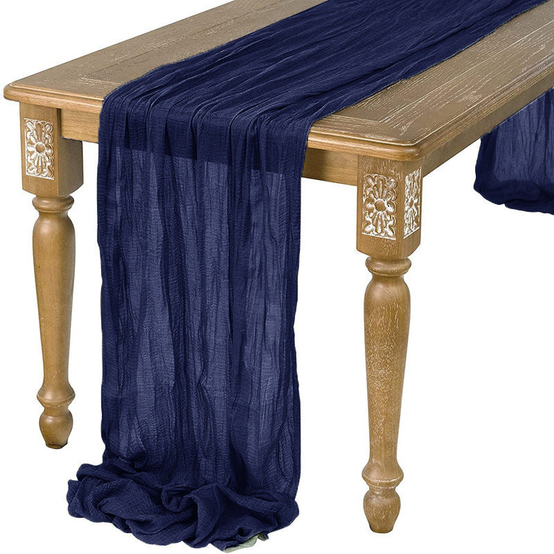 Cotton Cheesecloth Gauze Table Runner 90cmx300cm navy-blue by HitMyNeed