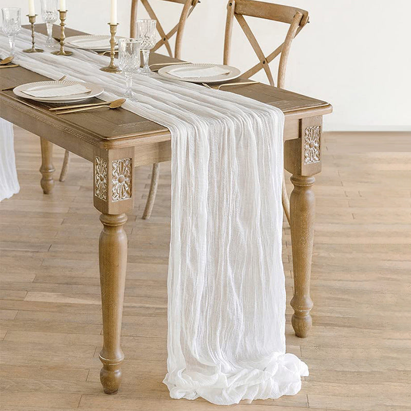 Cotton Cheesecloth Gauze Table Runner 90cmx300cm white by HitMyNeed