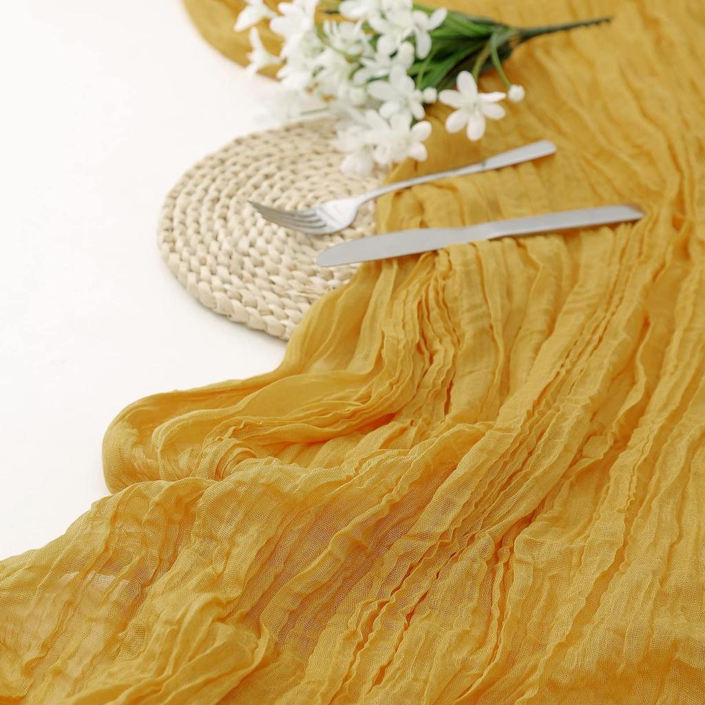 Cotton Cheesecloth Gauze Table Runner 90cmx300cm yellow by HitMyNeed