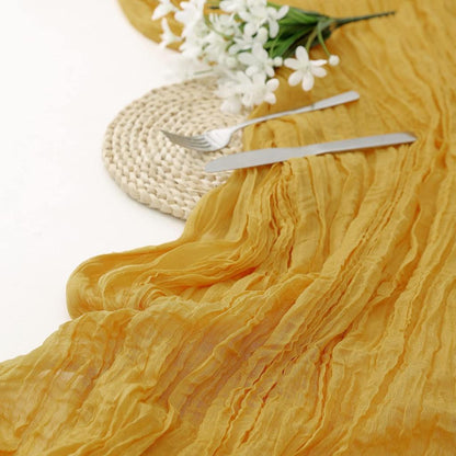 Cotton Cheesecloth Gauze Table Runner 90cmx300cm yellow by HitMyNeed