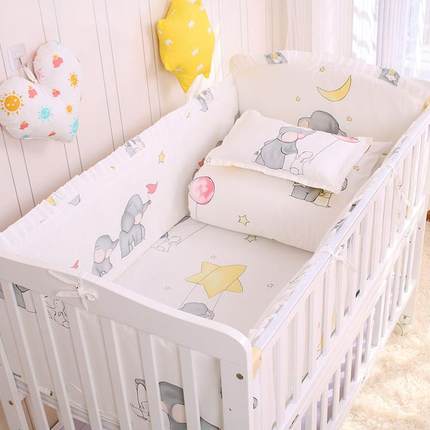 Cotton Crib Bedding Set with Bumpers and Pillow by HitMyNeed