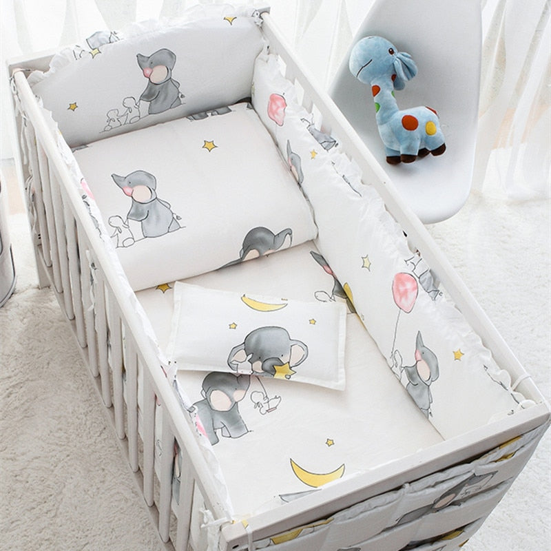 Cotton Crib Bedding Set with Bumpers and Pillow by HitMyNeed