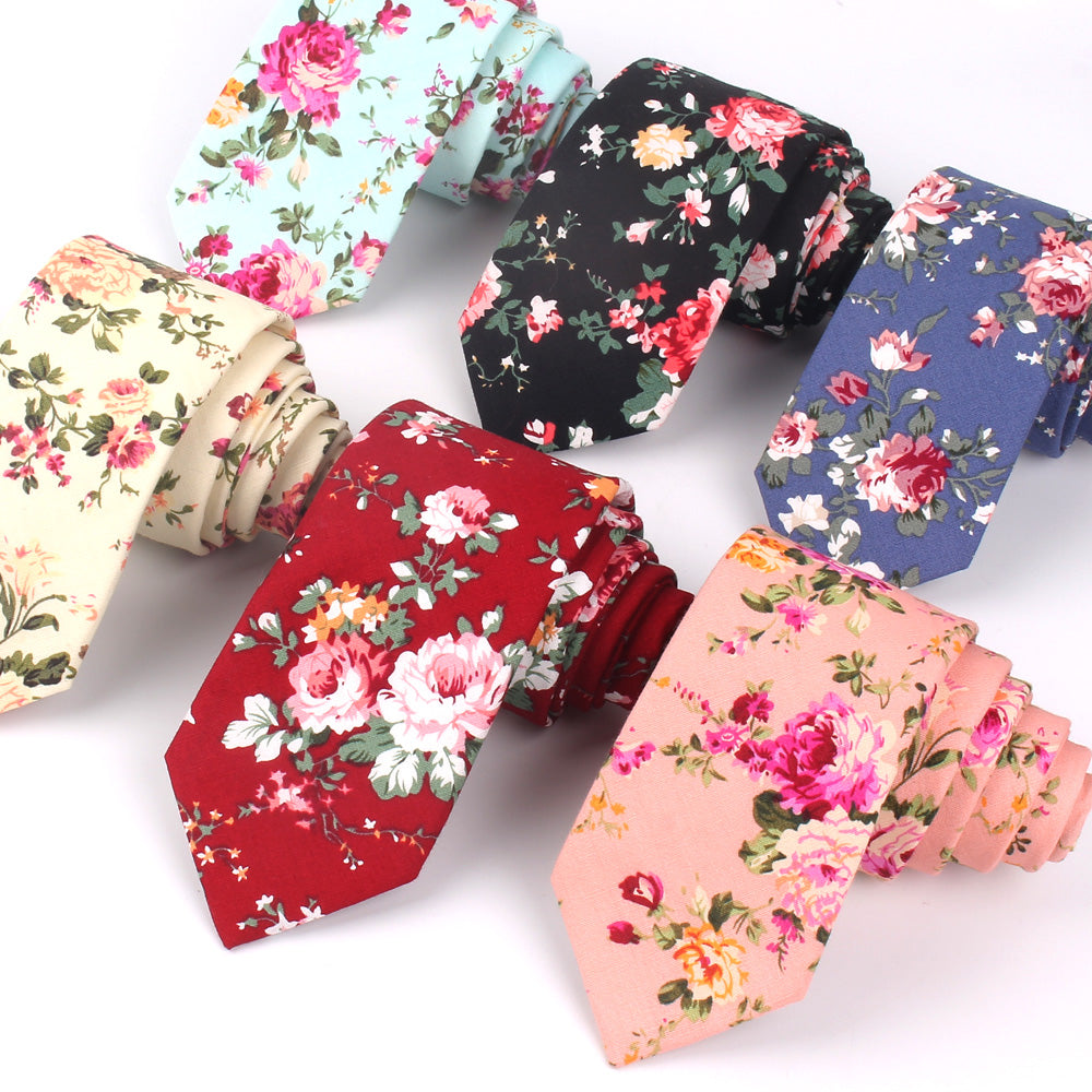 Cotton Floral Necktie for Men by HitMyNeed