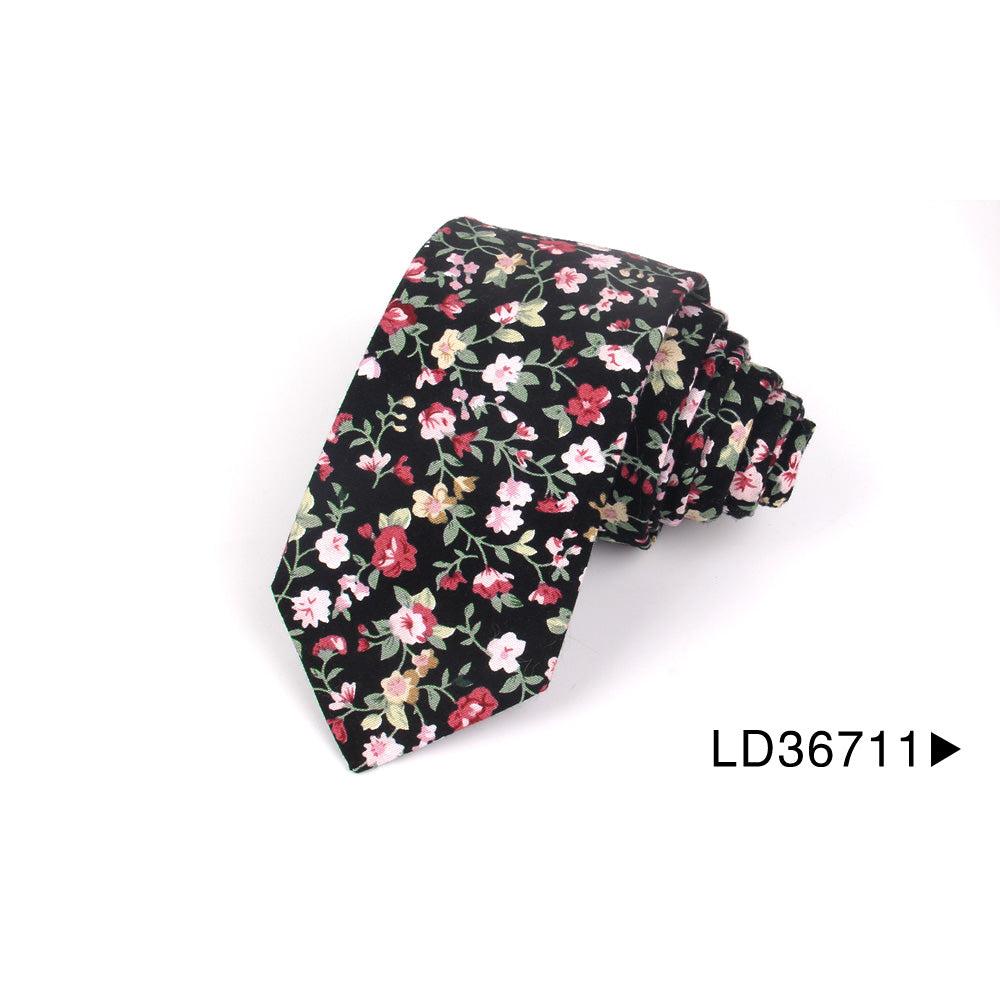 Cotton Floral Necktie for Men ld36711 by HitMyNeed