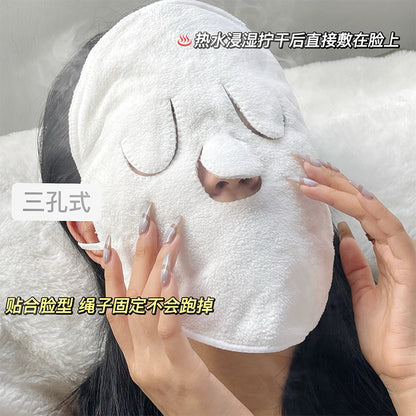 Cotton Hot Compress Towel Face Mask with Ear Straps by HitMyNeed