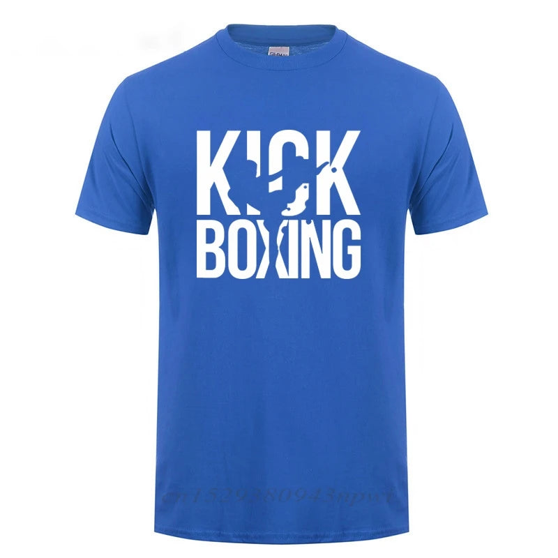 Cotton Kickboxing T-Shirt for Training & Casual Wear blue xl by HitMyNeed