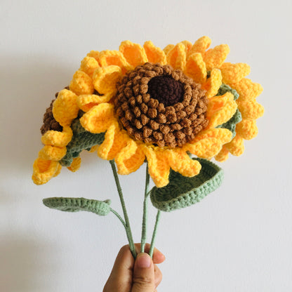 Cotton Knitted Sunflower Decor Stem 35cm by HitMyNeed