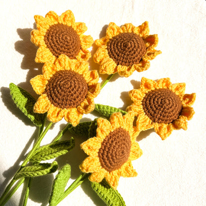 Cotton Knitted Sunflower Decor Stem 35cm by HitMyNeed