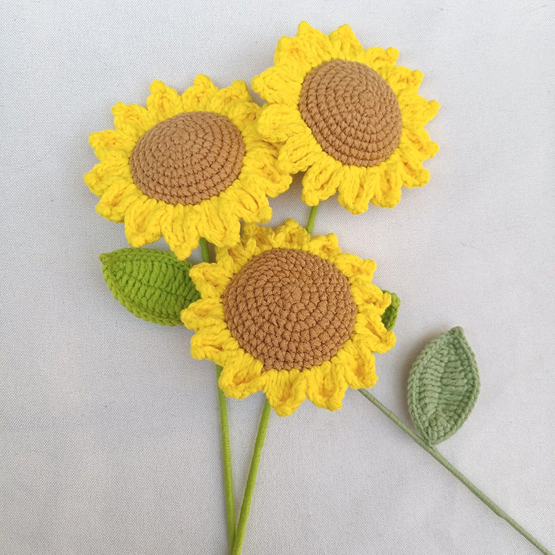 Cotton Knitted Sunflower Decor Stem 35cm by HitMyNeed