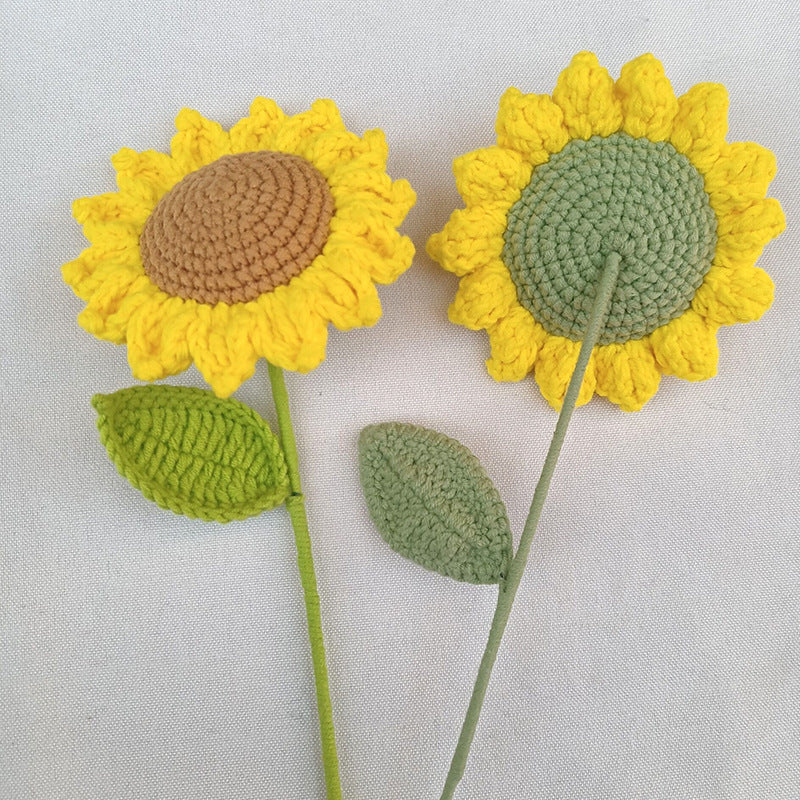 Cotton Knitted Sunflower Decor Stem 35cm by HitMyNeed