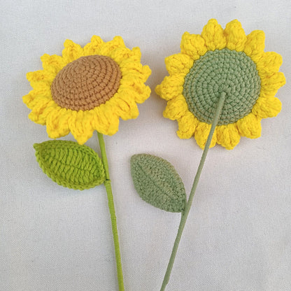 Cotton Knitted Sunflower Decor Stem 35cm by HitMyNeed