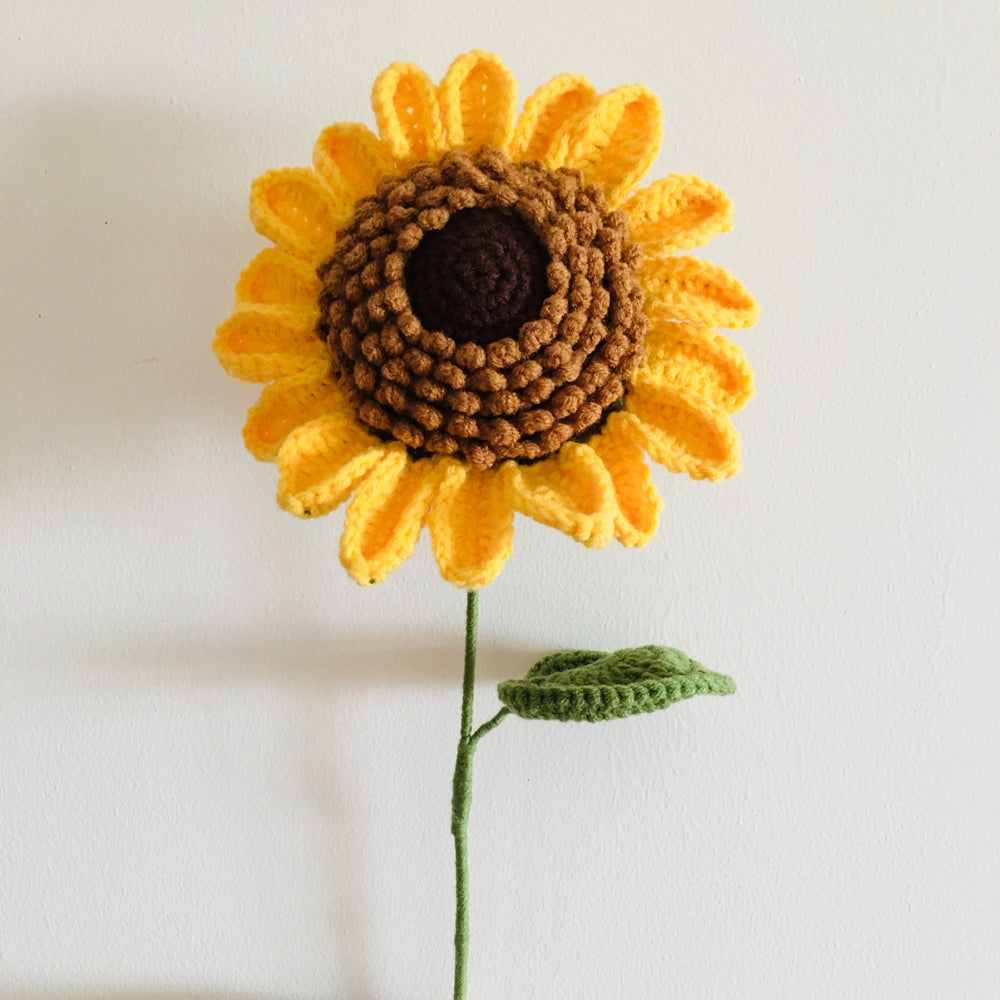 Cotton Knitted Sunflower Decor Stem 35cm a by HitMyNeed